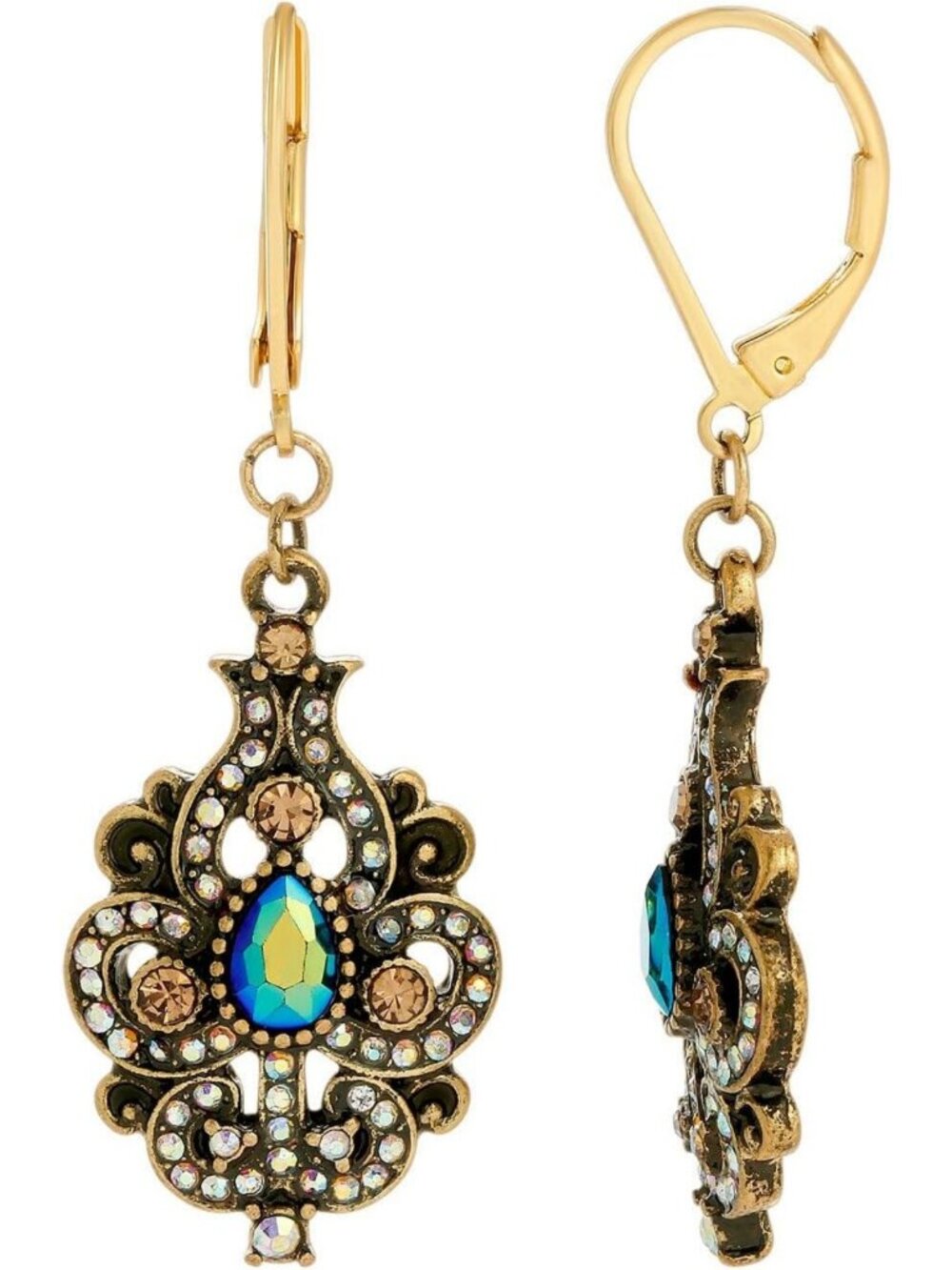 Art Nouveau Peacock Drop Earrings | Elegant Plumage Design for Women